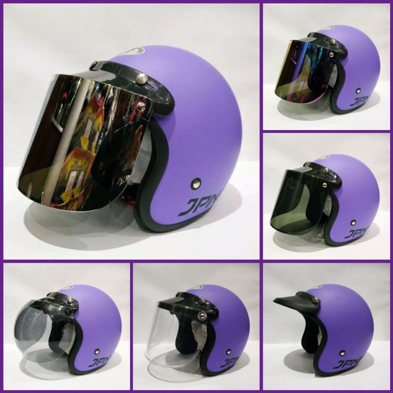 Helm Bogo Jpn Retro Arc Polos Ungu Doff