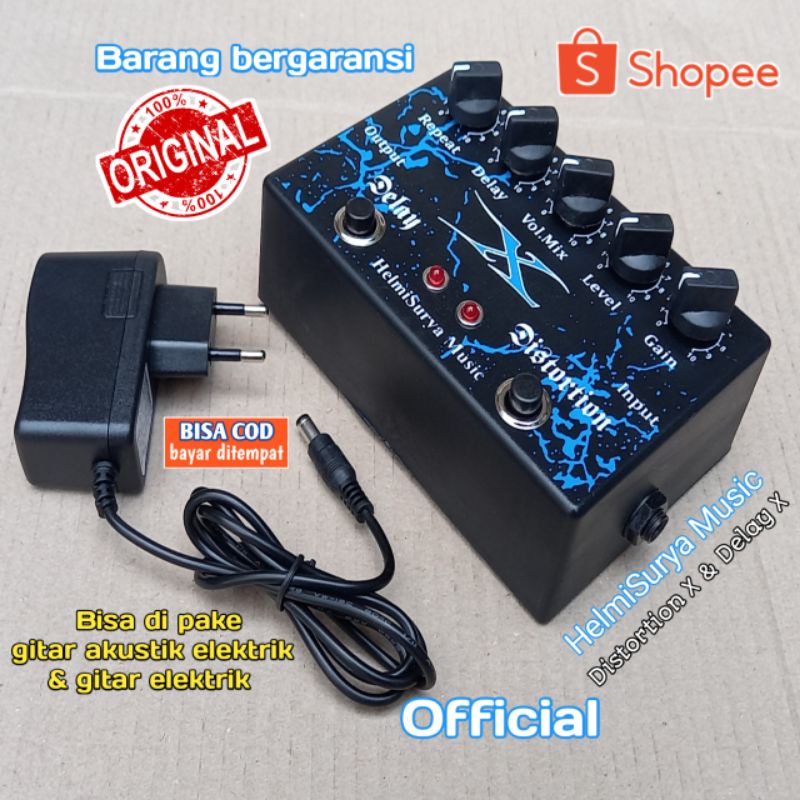 Efek gitar X distorsi delay double plus Adaptor