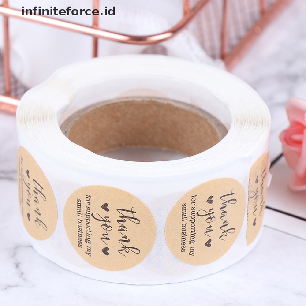 Infiniteforce.id 500pcs / Roll Stiker Label Bulat Tulisan Thank You Handmade