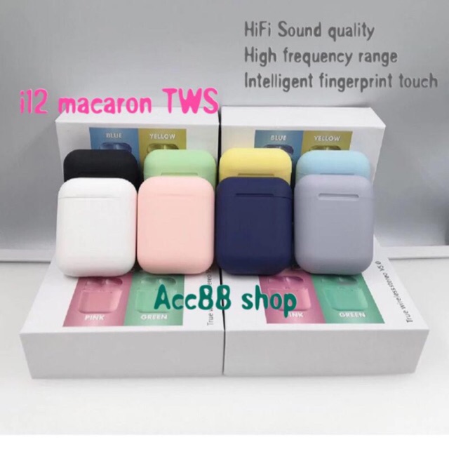 I12 Macaron TWS Headset Earphone Bluetooth Wireless Extra Bass Up to BT 5.0