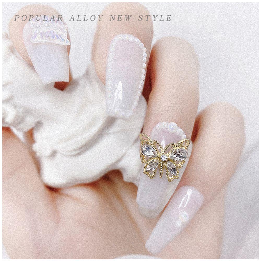 AUGUSTINA Agustin 3D Butterfly Nail Rhinestones 3D Beruang Pesona Kupu-Kupu Berlian Kristal Nail Art Dekorasi