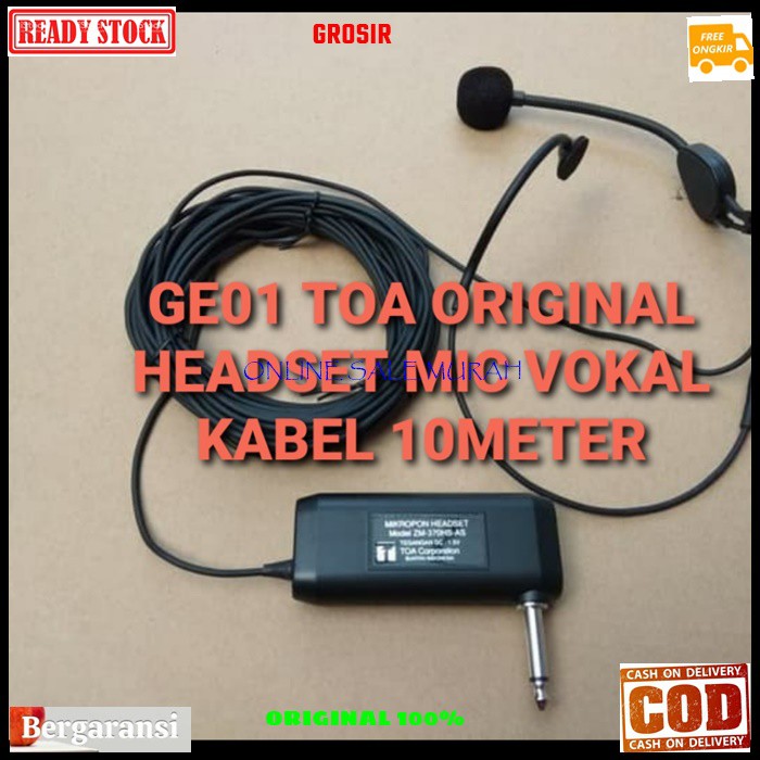 G01 TOA mic Headset 10meter original Microphone audio mik bando kabel panjang mikropon cable Condenser peka sensitif Electret mikrofon vokal vocal audio sound sistem suara PROFESIONAL UNIVERSAL G01   Bisa dipakai kesemua ke alat audio  GARANSI UANG KEMBAL