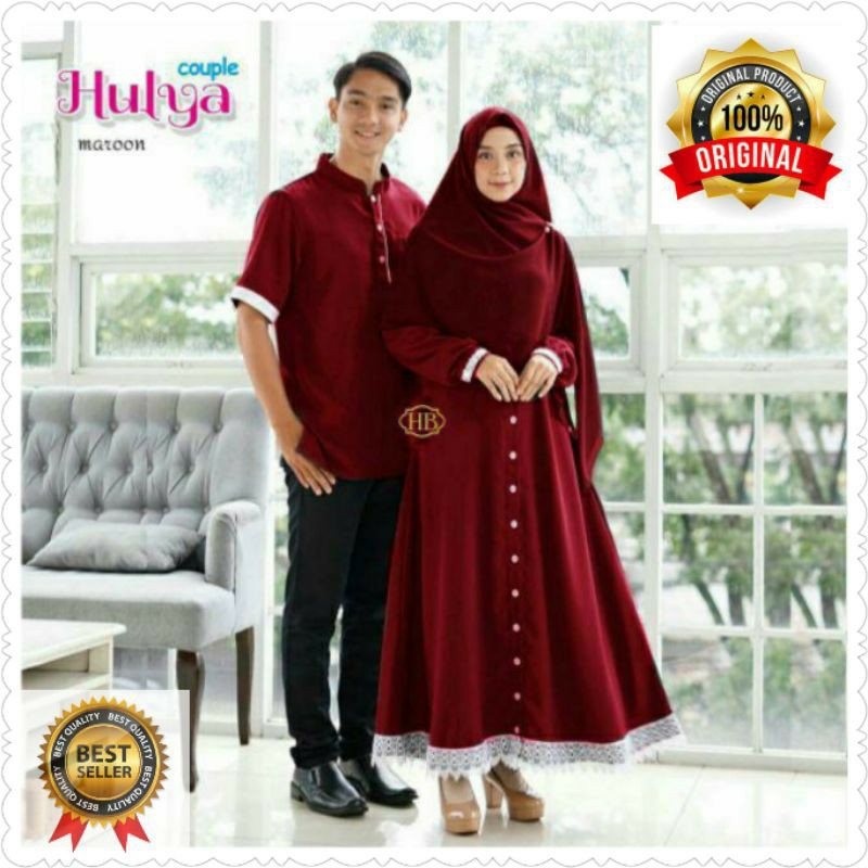 KHANSABATIK [BISA COD] TERMURAH ADA JUMBO!!! BAJU MUSLIM HULYA COUPLE PASANGAN SETELAN MUSLIM SYAR'I LEBARAN