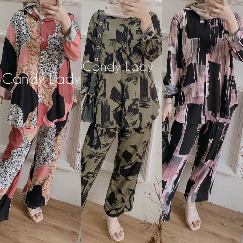 Baju Tidur Wanita / Piyama Wanita Tie Dye Set Motif Kekinian