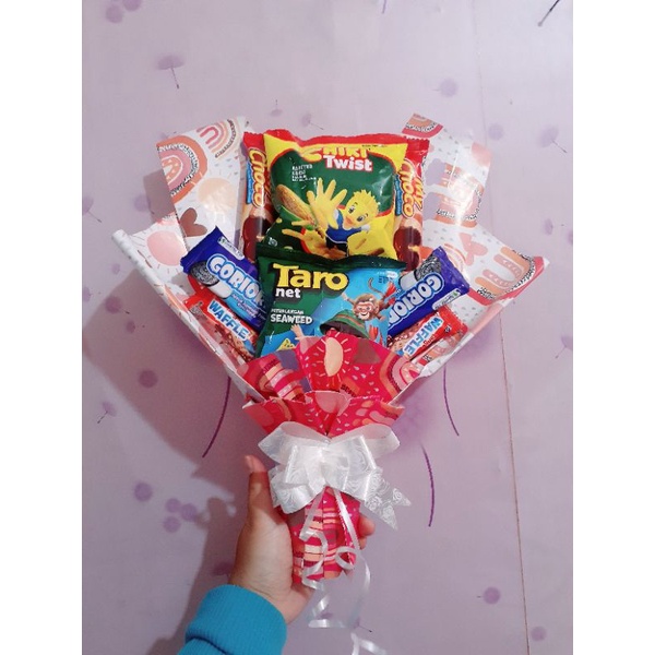

buket snack 20rb an,wajib tambah packing kardus