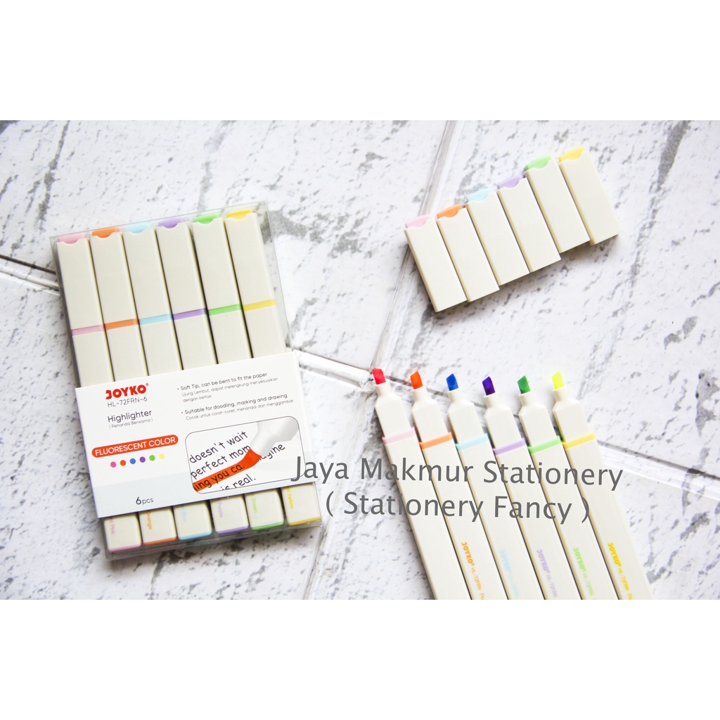 Highlighter 6 Warna Fluorescent Joyko HL-72FRN-6 (1 Set)