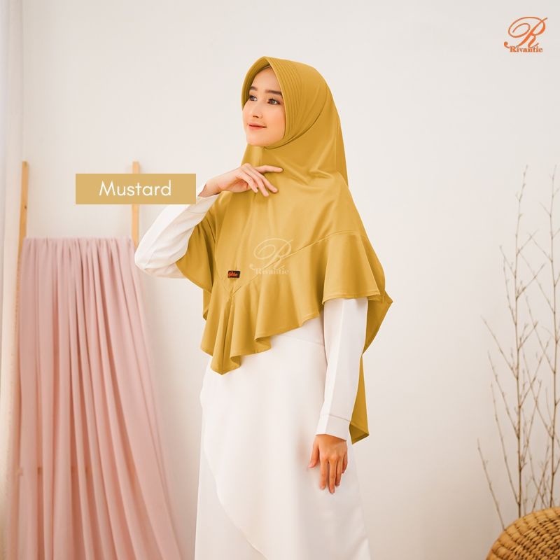 PROMO Kerudung Rivantie claudia M / kerudung instan / Jersey creb-MUSTARD