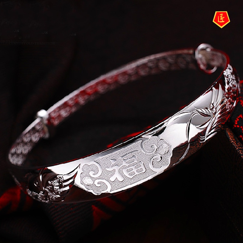 [Ready Stock]Dragon and Phoenix Silver Bracelet Simple Personality