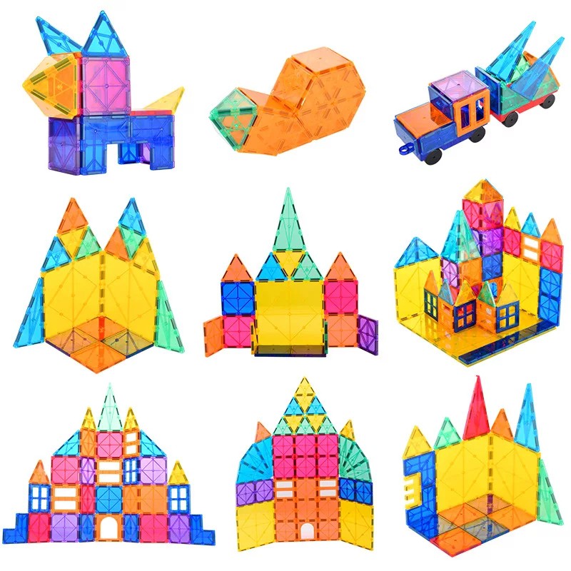 Magnetic Tiles 120 Set 3D Building Block Mainan Magnet Puzzle Magnet Mainan Montessori Anak Magnetic Puzzle Sensory Toys