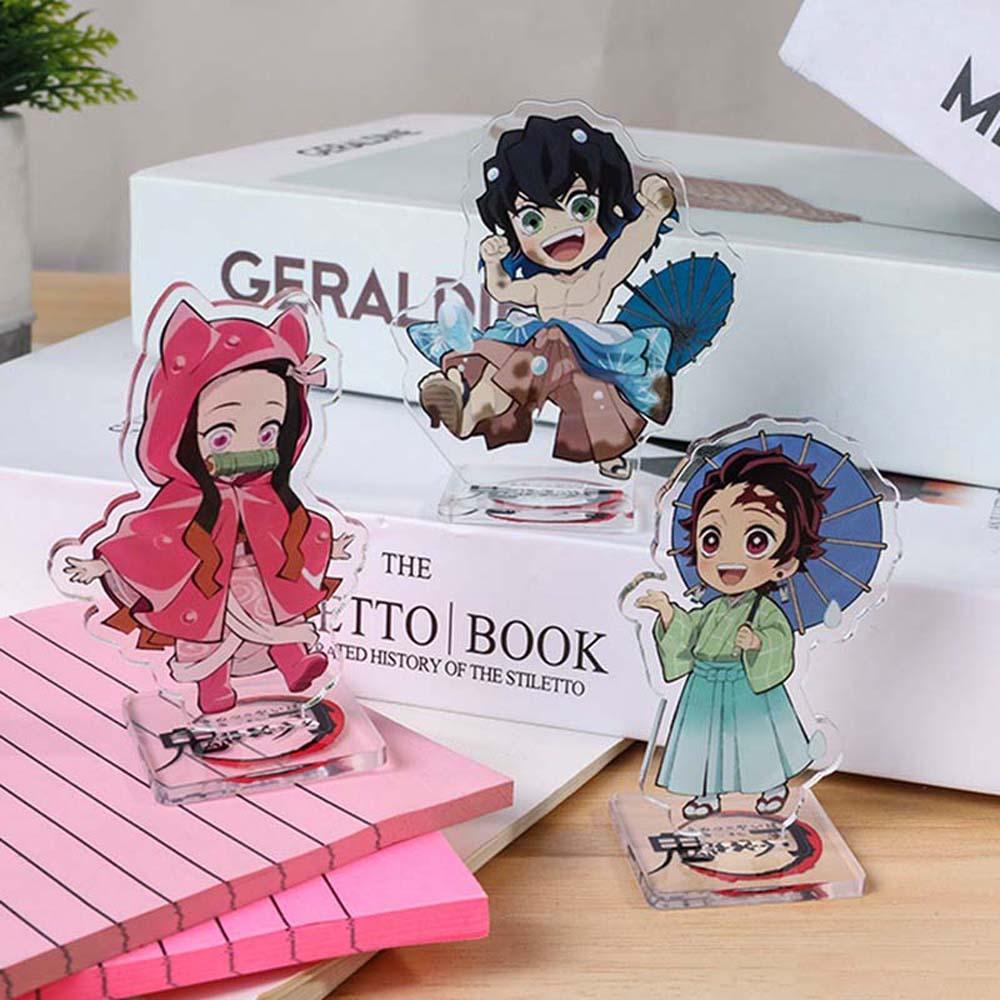 Lanfy Demon Slayer Mainan Model Anime Agatsuma Zenitsu Collectible Toy Acrylic Stand Kimetsu no Yaiba Desktop Standing Card