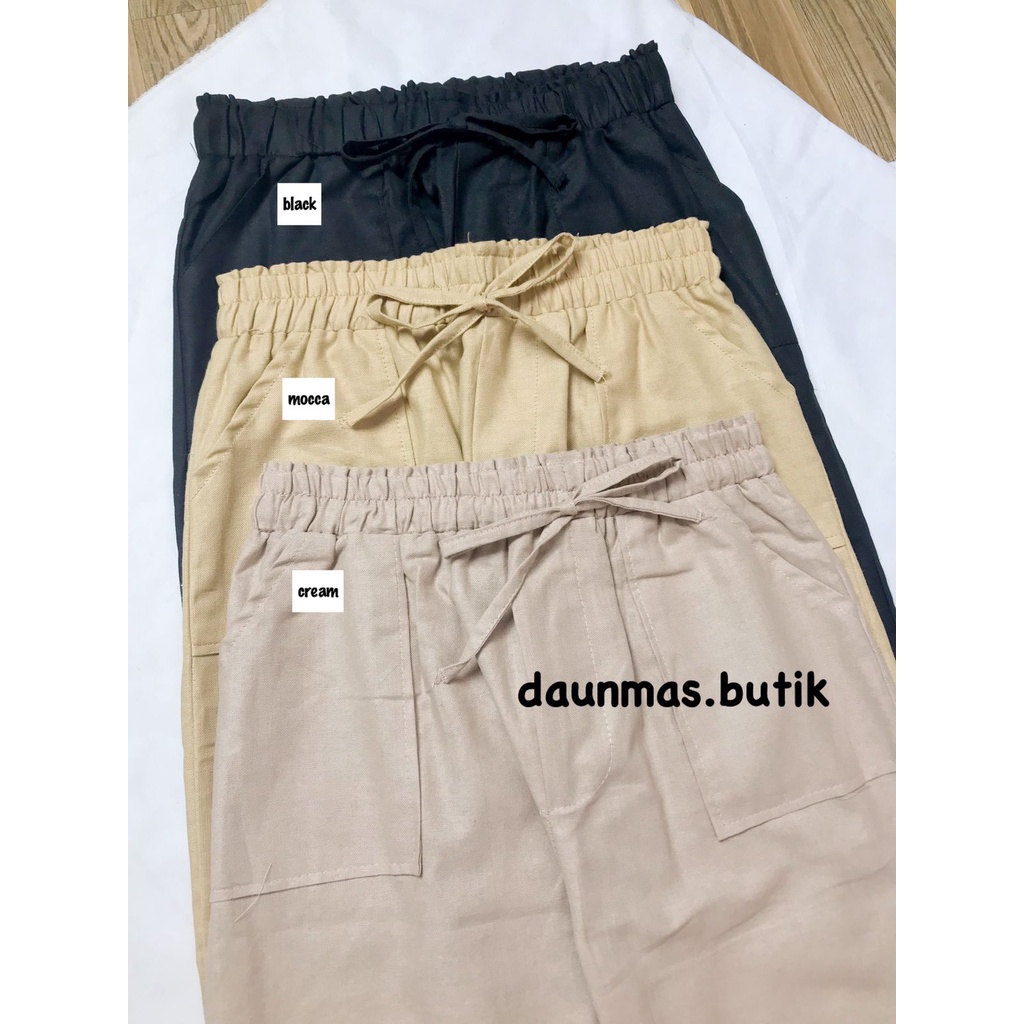 1KG MUAT 5PCS | XIABO LONGPANTS LINEN RAMI KARET PINGGANG BAGGY LINEN RAMI KOREAN STYLE HITS OOTD SELEBGRAM FASHION GROSIR MURAH WANITA