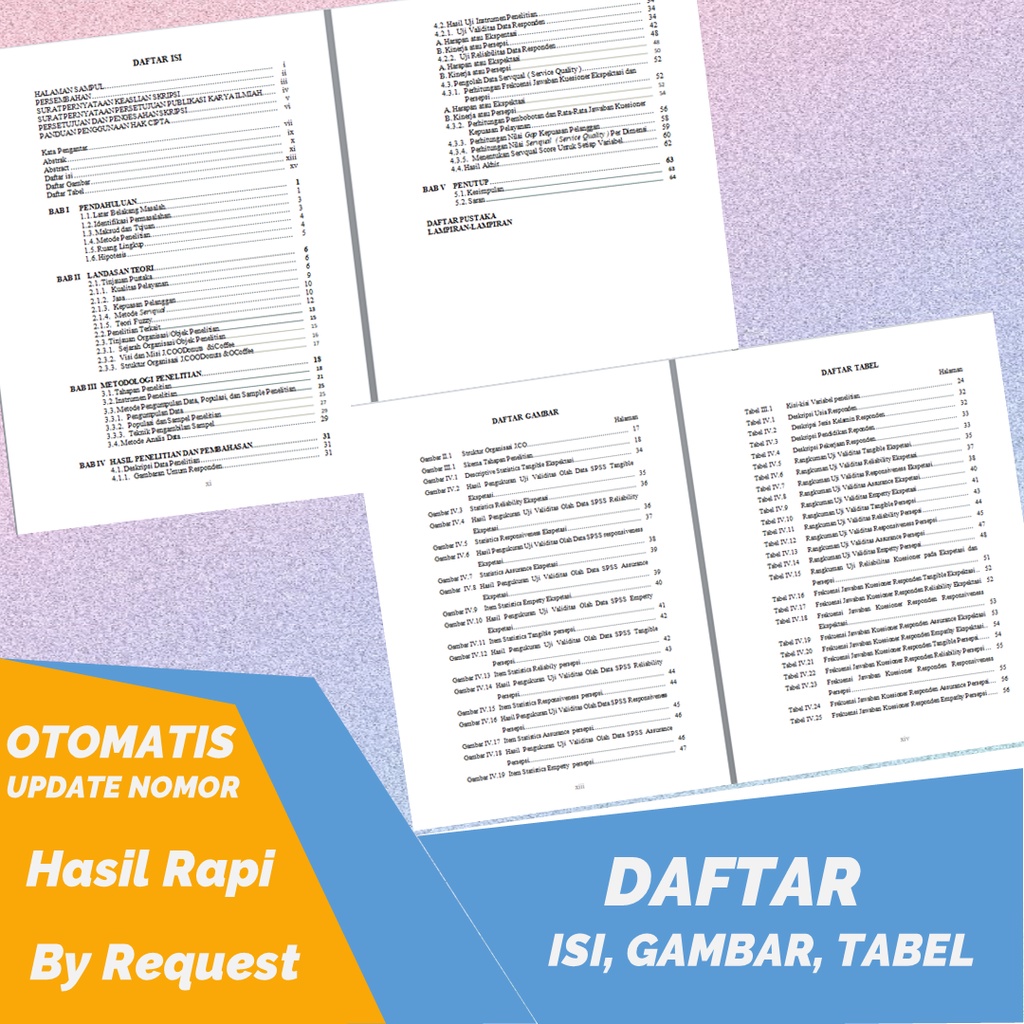 

MERAPIKAN DAFTAR ISI / TABEL / GAMBAR CEPAT dan Profesional