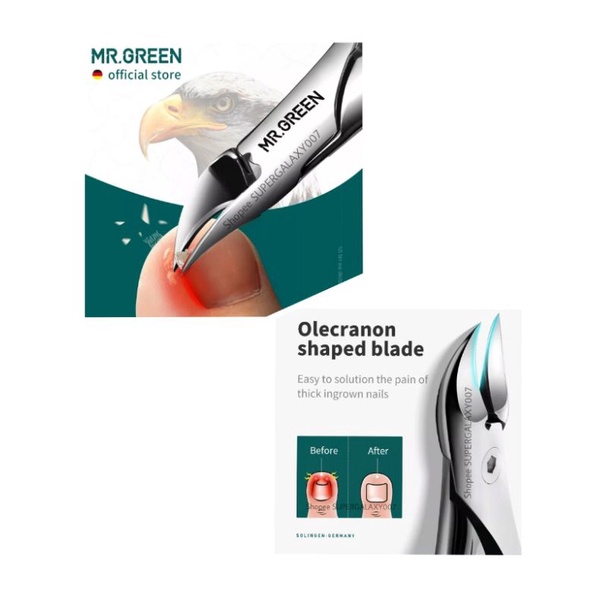 MR. GREEN Gunting Kuku Cantengan Nail Clippers Toenail Cutters Pedicure Manicure Ingrown Gunting Kuk