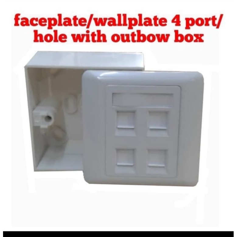 Paket Faceplate/Wallplate UTP/RJ45/LAN 4port+Modular Cat6+Outbow box