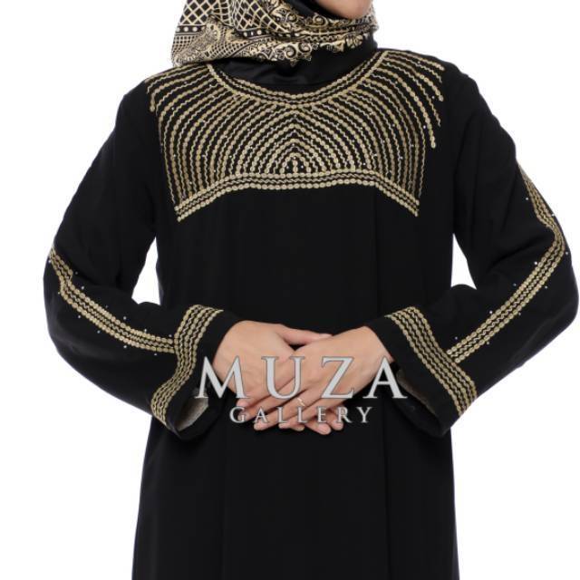 MUZA ABAYA HITAM BORDIR TURKEY MUTIARA