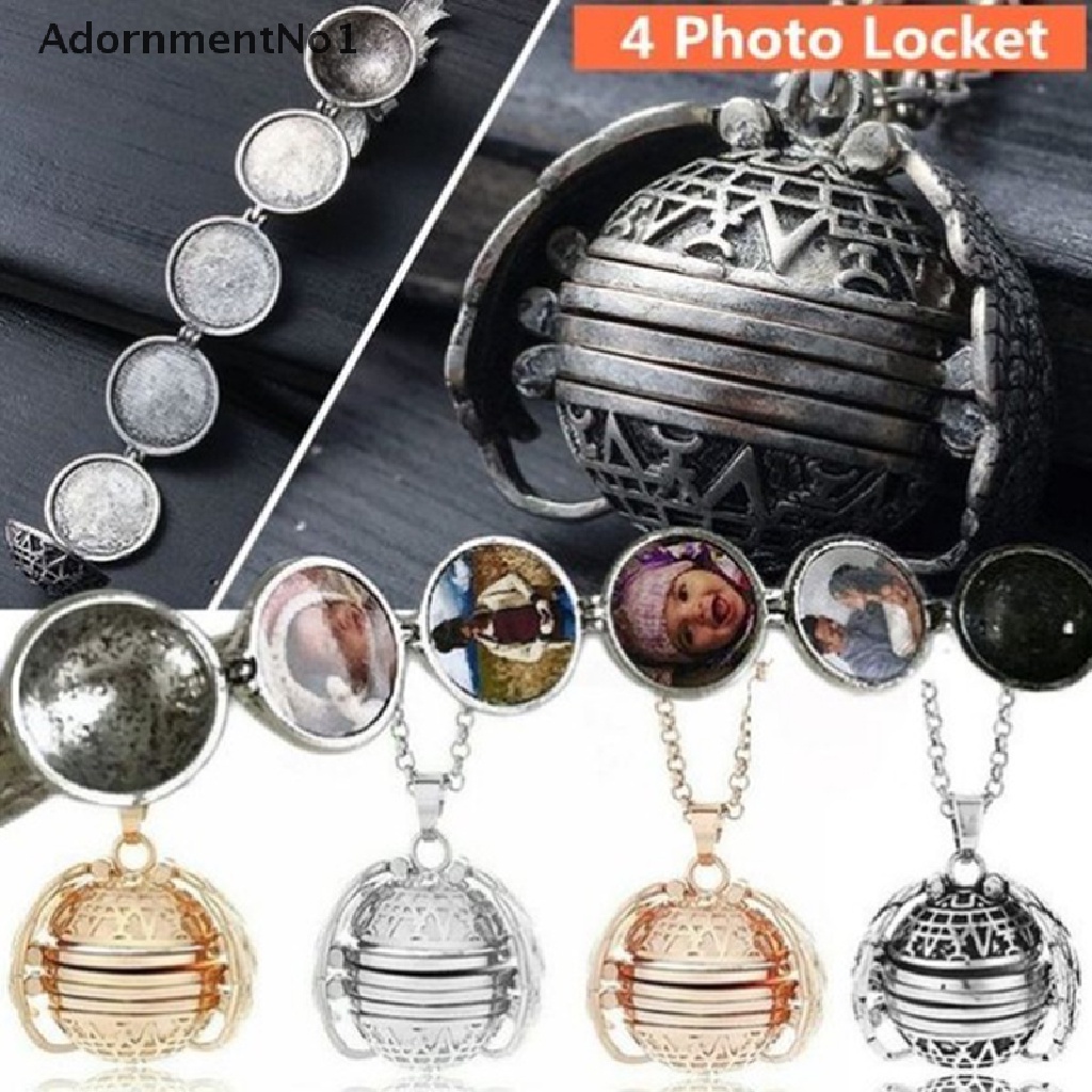 (AdornmentNo1) Kalung Rantai Dengan Liontin Locket Foto 4 Sayap Malaikat Untuk Wanita