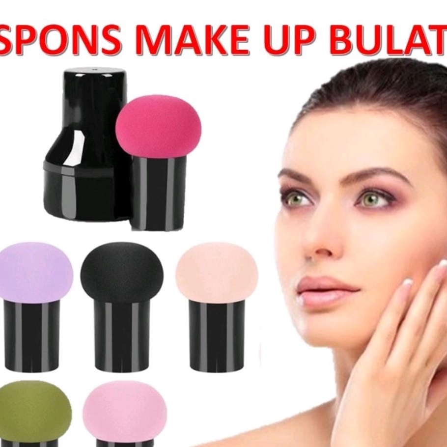 *galerybeautysemarang* Spons Make Up Jamur Beauty Blender Bulat Gagang Makeup Tools Mushroom Blend Sponge Handle Murah