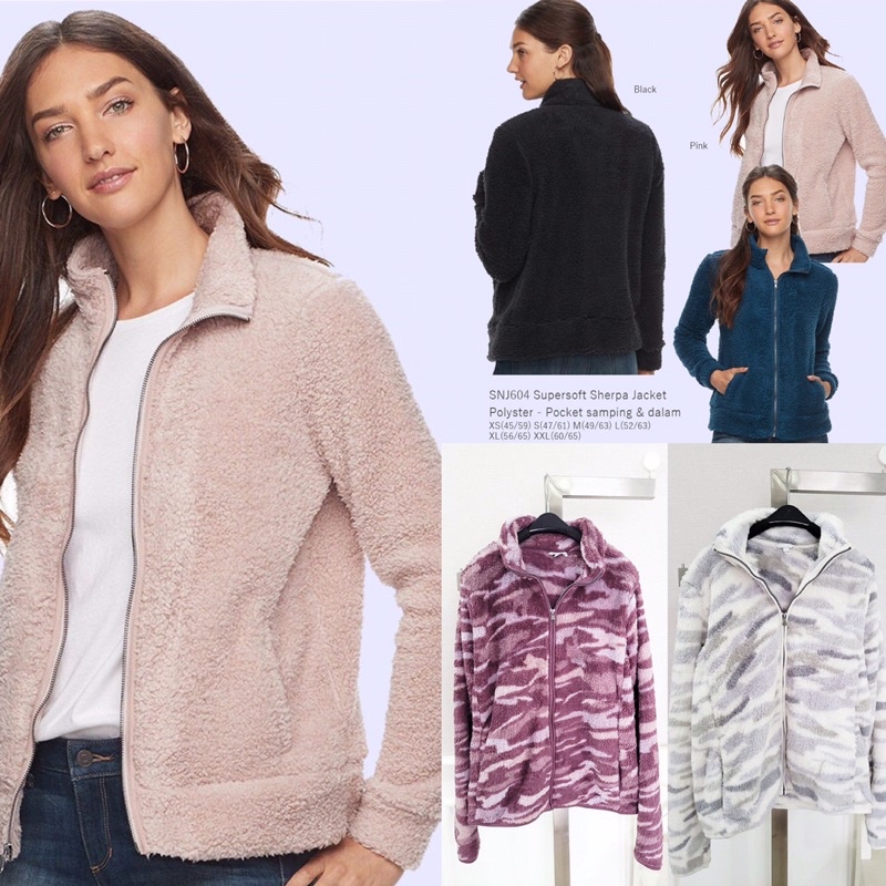 lovemecorner SONOMA SN SUPER SOFT SHERPA JACKET JAKET WANITA MODEL BULU JAKET POLO JAKET MOTIF TIGER