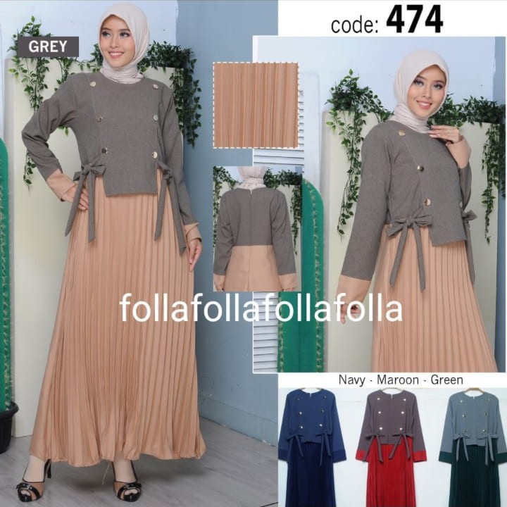 GAMIS JUMPSUIT FOLLA BAHAN MOSCREPE WAFFLE CREPE