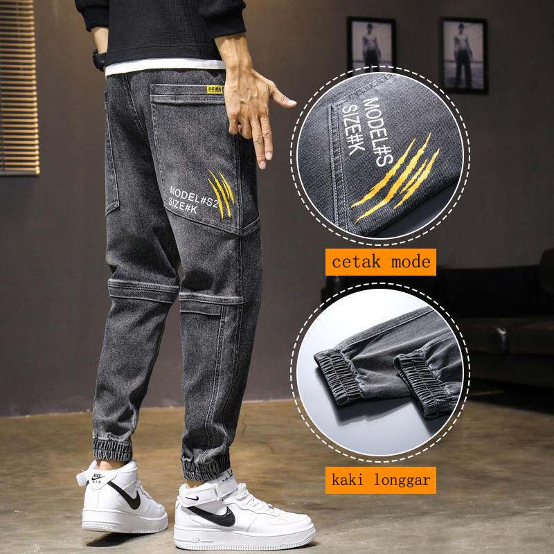 CELANA JEANS PRIA FASHION,CELANA JEANS HITAM,CELANA NORMAL STYLE,2022 TERBARU CELANA HIP-HOP