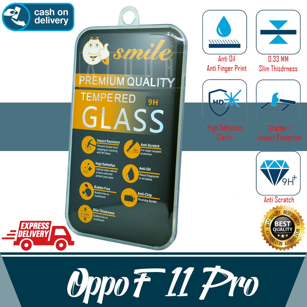 Tempered Glass Bening Oppo F11 Pro Anti Gores Kaca Smile