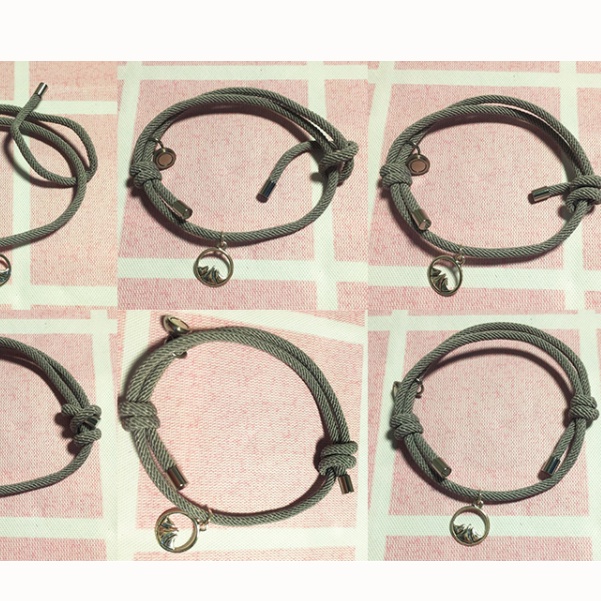 2 Pcs Gelang magnet Adjustable Bahan alloy Warna silver Untuk Pasangan