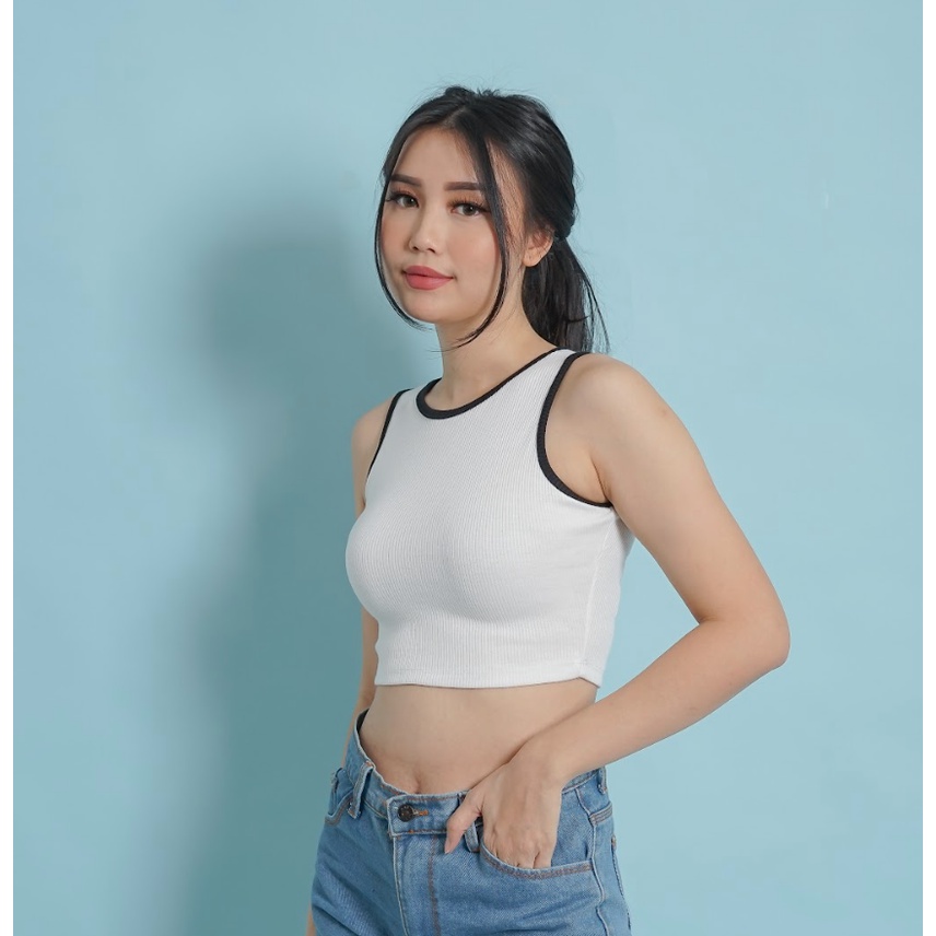 MODAVIE - MIKHA Tanktop Korea Crop Tank Top Baju Atasan Wanita