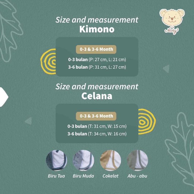 NARY Kimono Pendek &amp; Panjang Bayi dan Celana Denim 0-3 Bln &amp; 3-6 Bln