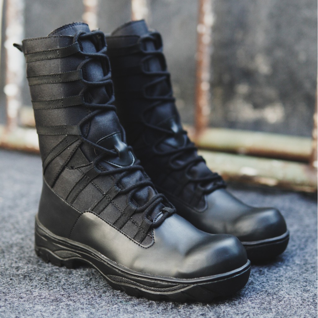 BISA COD !!! SEPATU PRIA BOOTS SAFETY BALCK FORCE OWL BLACK TINGGI 8 INCI