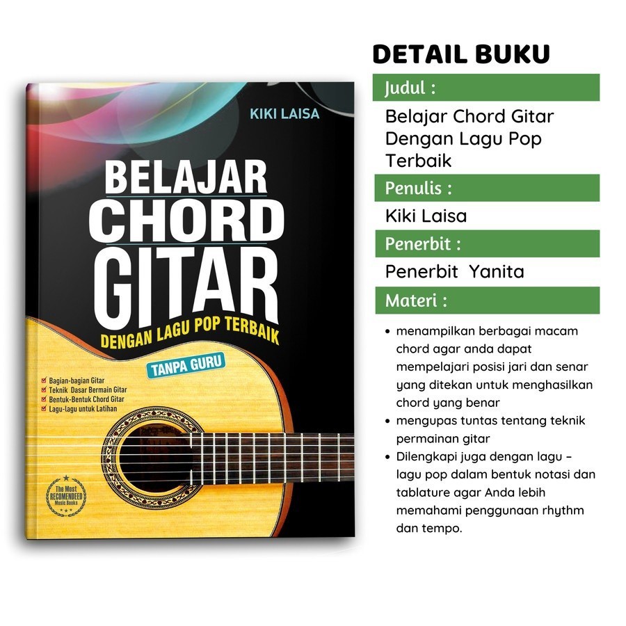 Buku Belajar Chord Gitar Dengan Lagu Pop Terbaik - Kiki Laisa