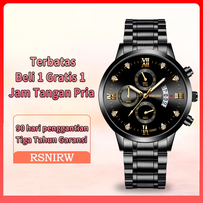 COD✔ Jam Tangan Pria RSNIRW Anti Air Original Luxury Metal Watch Kode 5080（Free BOX)
