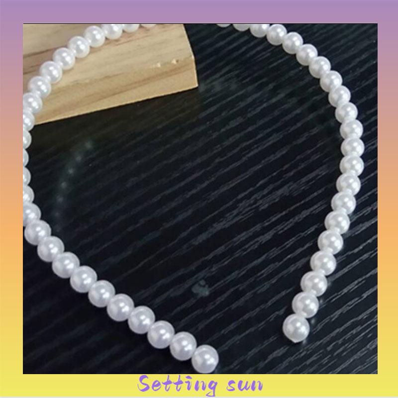 Pearl Headband Headband Aksesoris Rambut Anak Manik-manik Tangan Putri TN