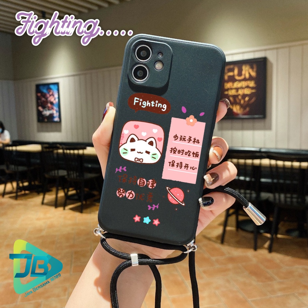 SOFTCASE SILIKON SLINGCASE TALI LANYARD STRAP PHONE MACARON PELINDUNG KAMERA FIGHTING OPPO VIVO SAMSUNG XIAOMI REALME IPHONE ALL TYPE JB5542