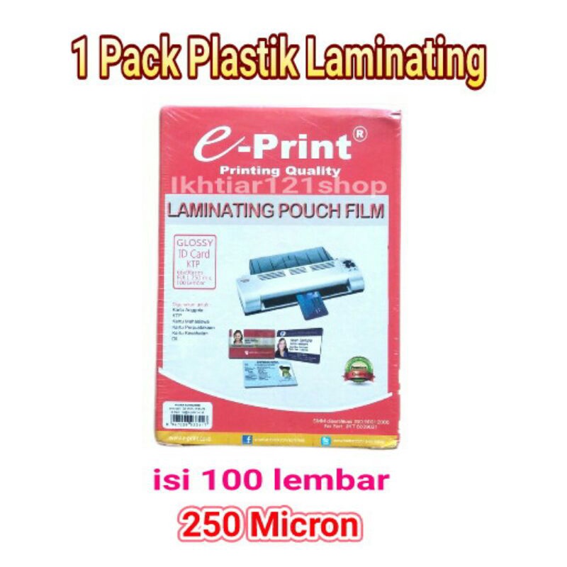 

Plastik Laminating/Laminating Pouch Film Ukuran KTP ID Card isi 100 Lembar 250 micron