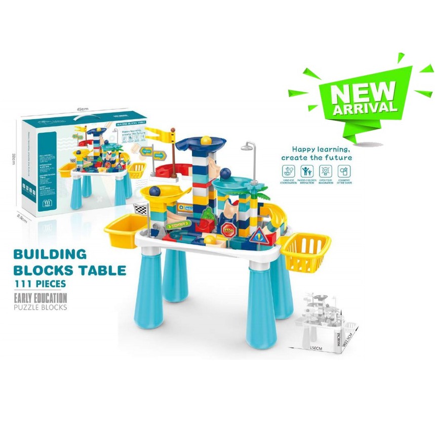 TERMURAH Mainan Edukasi Meja building block + Meja Belajar Block  300 pcs + Bangku / 111pc Buiding Blocks CBKS BS