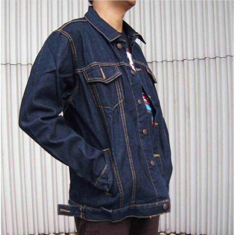 Jaket Jeans Blue Black Unisex Oversize Woman and Men Premium Quality