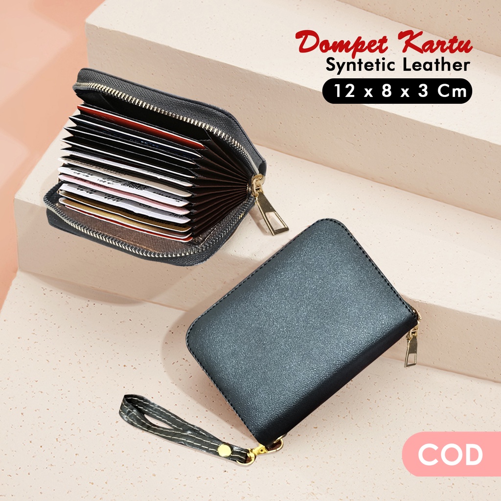 Dompet kartu tempat penyimpanan uang dan kartu dompet mini polos wanita murah kulit sintetis