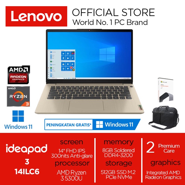 Lenovo Ideapad 3 14ALC6 GPID Ryzen 3 5300U 8GB 512GB 14" W11 OHS2021