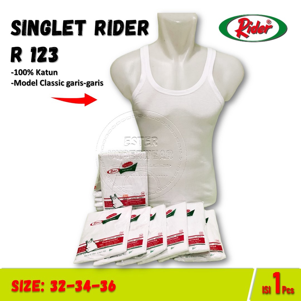 Singlet Pria Rider | Pakaian dalam | Kaos kutang | R 123 Putih ISI 1PCS