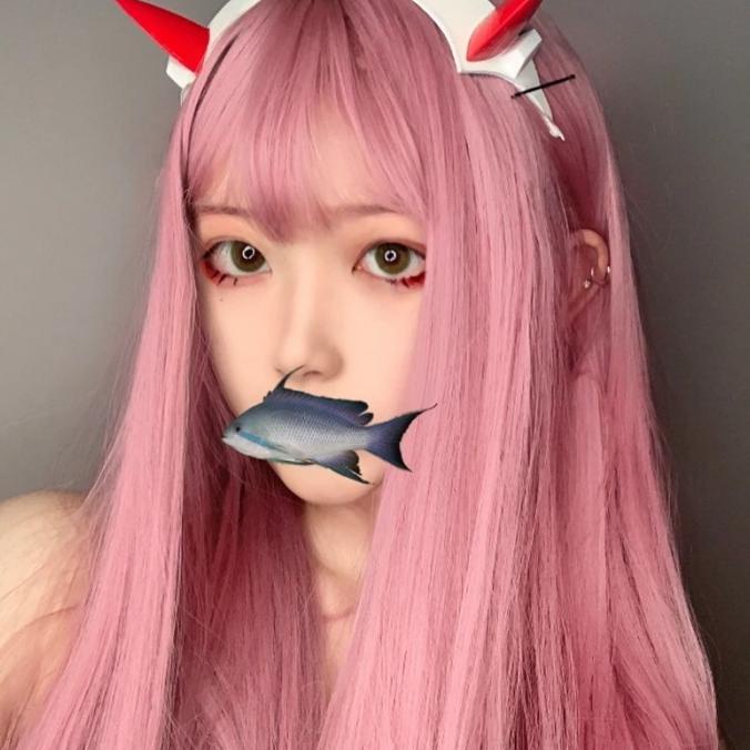 Wig Warna Pink Smooth Rambut Palsu Panjang Lurus Berponi Cosplay R008