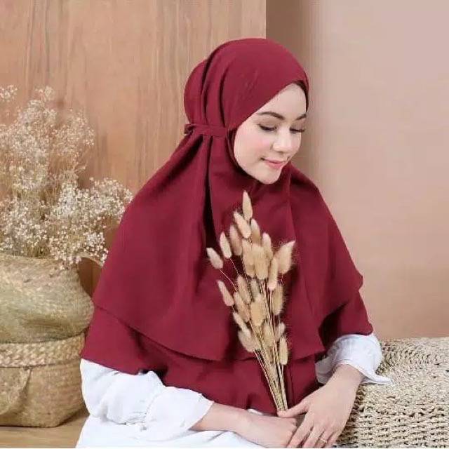 Khimar MARYAM 2 Layer tali Diamond/bergo maryam 2 layer-1