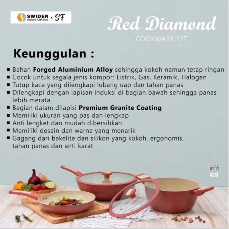 Wajan dan Panci anti lengket red diamond set