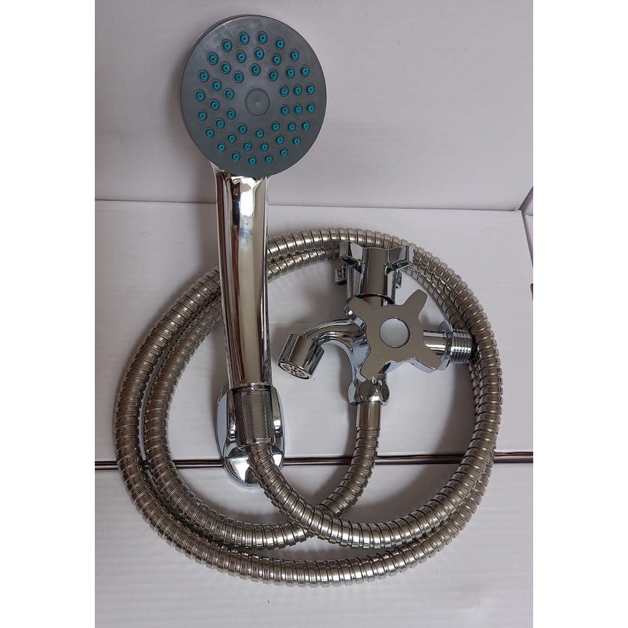paket 4 in 1 shower HS-72 set free kran cabang selang holder