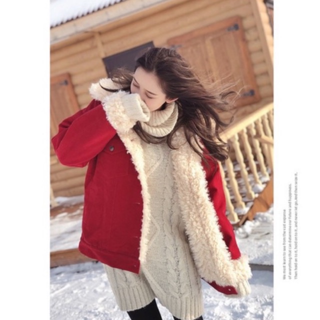 FUR COTTON JACKET RED #1905