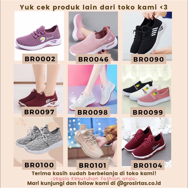 SHOEGALLERY LV0108 Sepatu Slip On Wanita Import Sport Shoes Model Slip on Fly knit Alas Karet