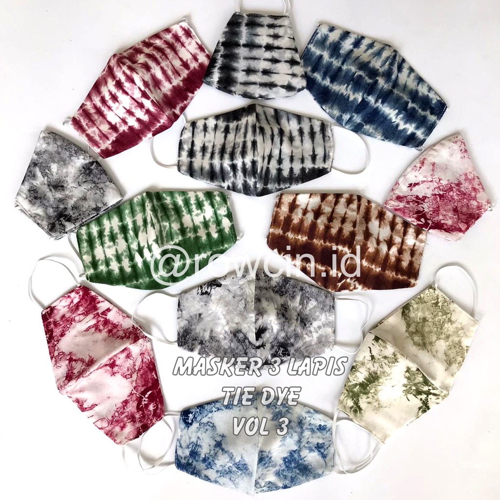 MASKER KAIN TIE DYE 3 LAPIS (PLY) EARLOOP DAN HEADLOOP NONMEDIS