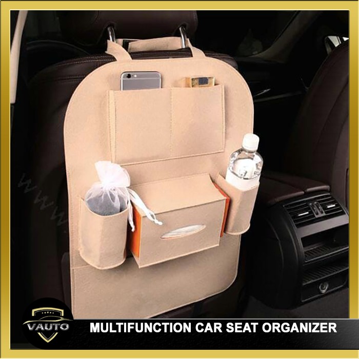 Cuci Gudang Tas Belakang Jok Mobil tempat Tissue Multifunction Car Seat Organizer Hitam