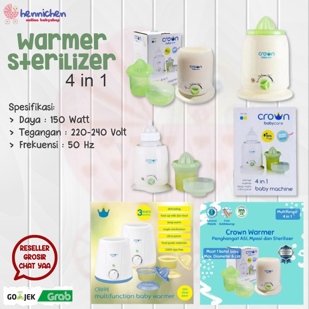 Crown Warmer Sterilizer 4 in 1 Baby Machine CR198 CR698 CR168 new Steril + Penghangat Botol CR098