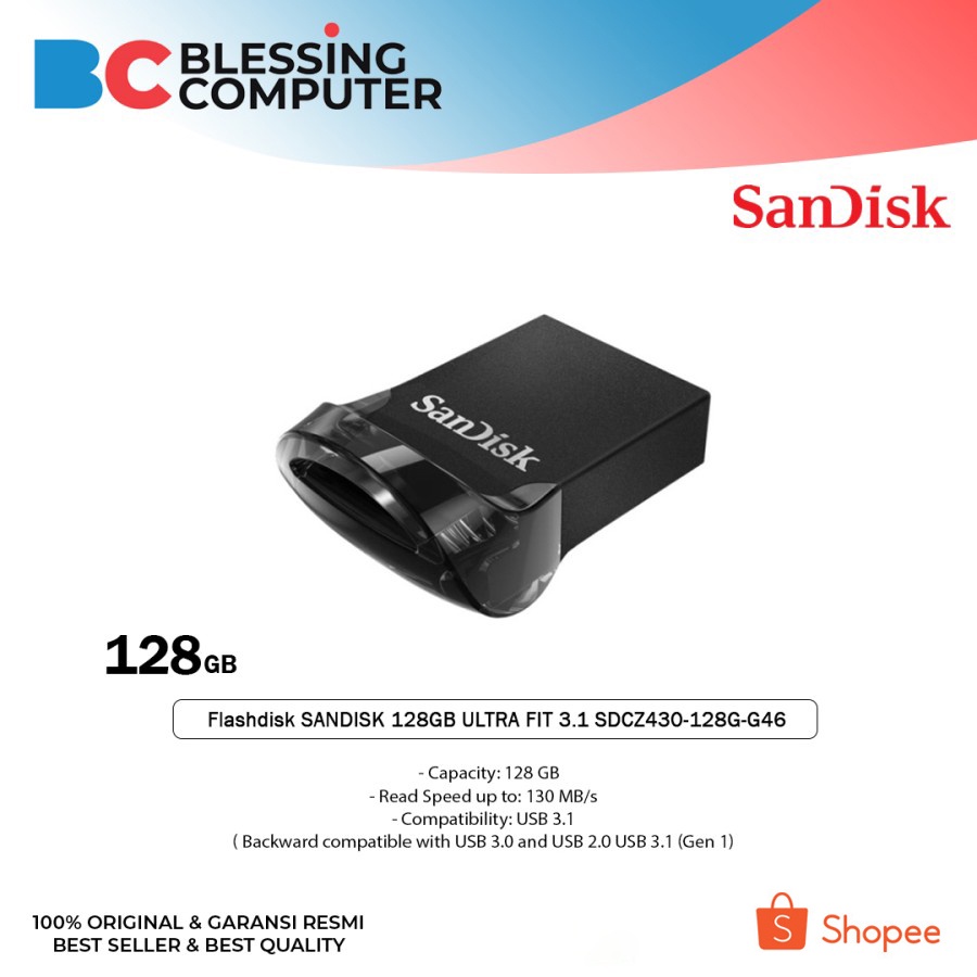 Flashdisk SANDISK 128GB ULTRA FIT 3.1 [SDCZ430-128G-G46]