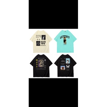 LETTUCY KAOS T-SHIRT STREET STYLE BLACK & CREAM
